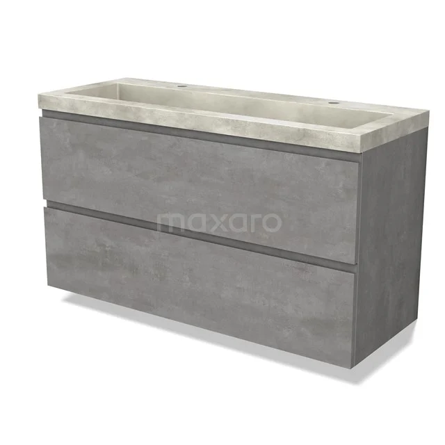 Modulo Vanity units with basin | 120 cm Light grey concrete Handle-less front Concrete 2 Stacked drawers BMW17-04573