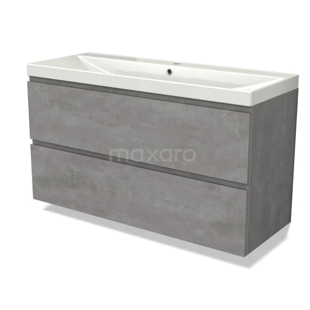 Modulo Vanity units with basin | 120 cm Light grey concrete Handle-less front Ceramic 2 Stacked drawers BMW17-04574