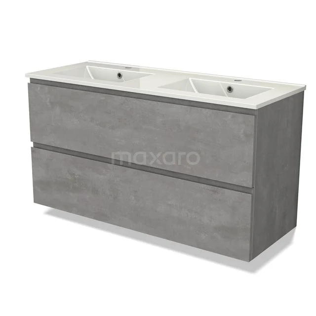 Modulo Vanity units with basin | 120 cm Light grey concrete Handle-less front Ceramic 2 Stacked drawers BMW17-04575