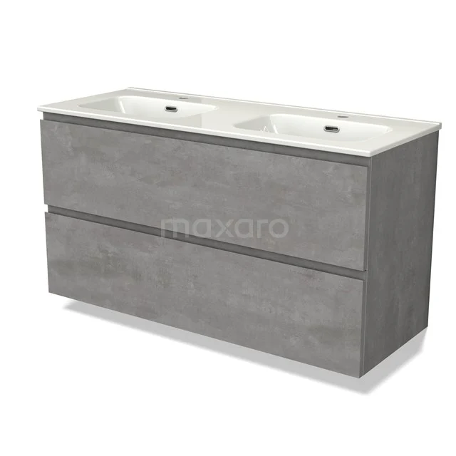 Modulo Vanity units with basin | 120 cm Light grey concrete Handle-less front Ceramic 2 Stacked drawers BMW17-04579