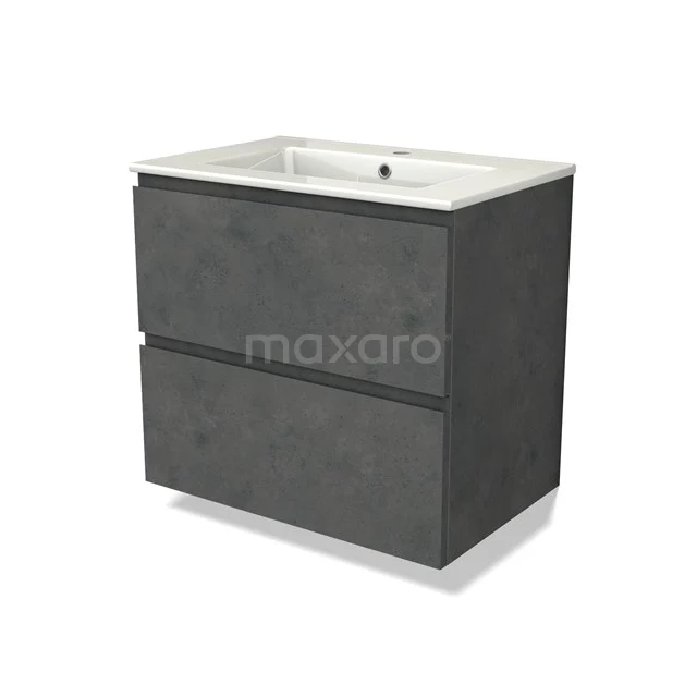 Modulo Bathroom furniture with sink | 70 cm Dark grey concrete Handle-less front Ceramic 2 Stacked drawers BMW17-04595