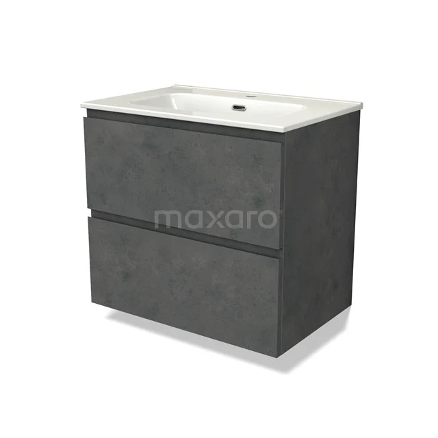 Modulo Vanity units with basin | 70 cm Dark grey concrete Handle-less front Ceramic 2 Stacked drawers BMW17-04599