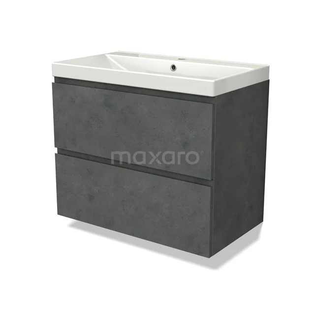 Modulo Vanity units with basin | 80 cm Dark grey concrete Handle-less front Ceramic 2 Stacked drawers BMW17-04611