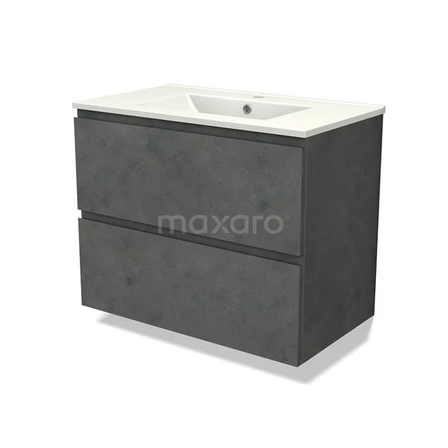 Modulo Bathroom furniture with sink | 80 cm Dark grey concrete Handle-less front Ceramic 2 Stacked drawers BMW17-04613