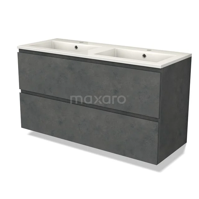 Modulo Vanity units with basin | 120 cm Dark grey concrete Handle-less front Mineral marble 2 Stacked drawers BMW17-04651