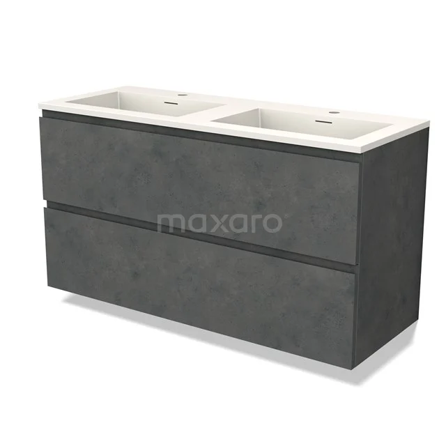 Modulo Vanity units with basin | 120 cm Dark grey concrete Handle-less front Solid surface 2 Stacked drawers BMW17-04656