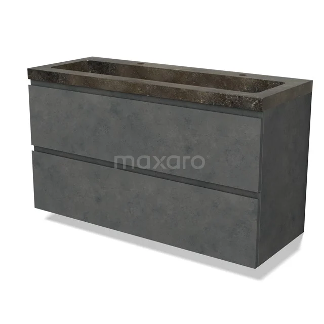 Modulo Vanity units with basin | 120 cm Dark grey concrete Handle-less front Natural stone 2 Stacked drawers BMW17-04657