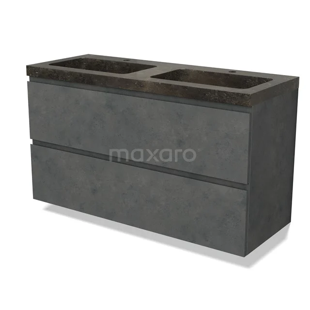Modulo Vanity units with basin | 120 cm Dark grey concrete Handle-less front Natural stone 2 Stacked drawers BMW17-04658