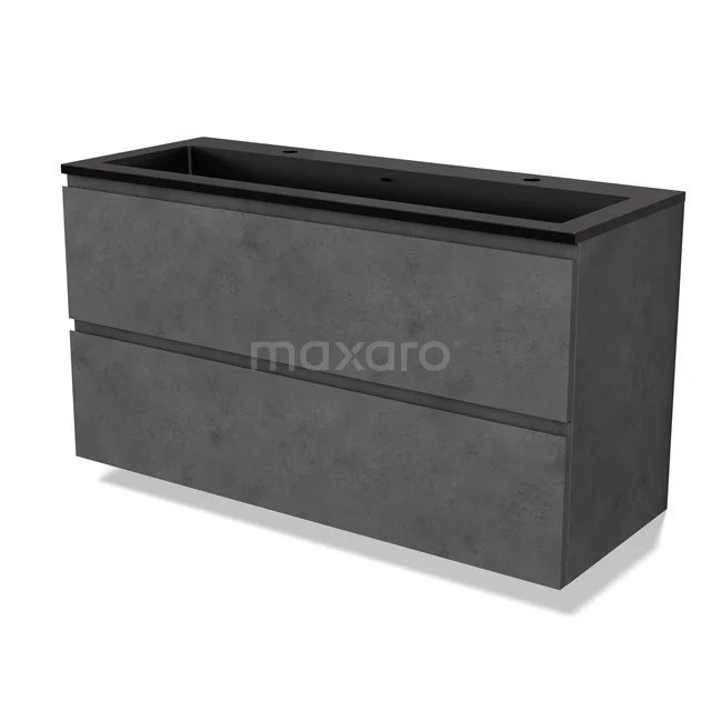 Modulo Vanity units with basin | 120 cm Dark grey concrete Handle-less front Quartz 2 Stacked drawers BMW17-04662