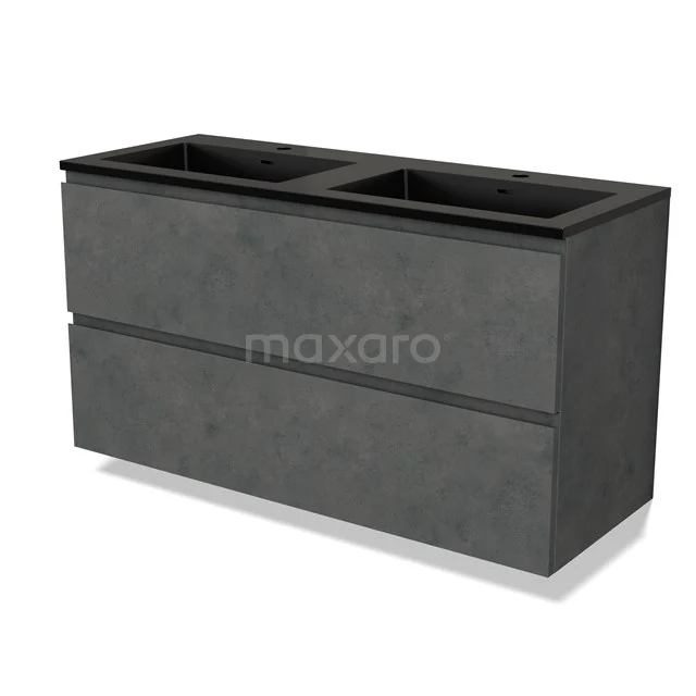 Modulo Vanity units with basin | 120 cm Dark grey concrete Handle-less front Quartz 2 Stacked drawers BMW17-04663