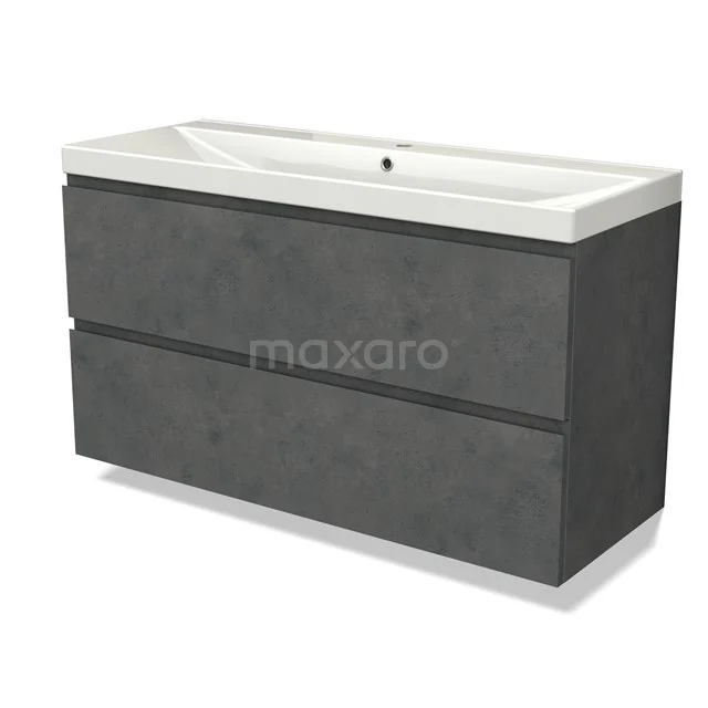 Modulo Vanity units with basin | 120 cm Dark grey concrete Handle-less front Ceramic 2 Stacked drawers BMW17-04665