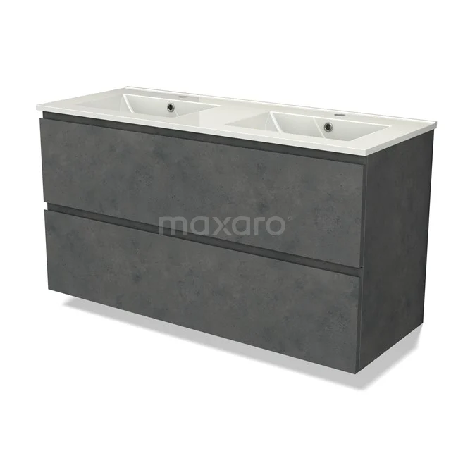 Modulo Vanity units with basin | 120 cm Dark grey concrete Handle-less front Ceramic 2 Stacked drawers BMW17-04666