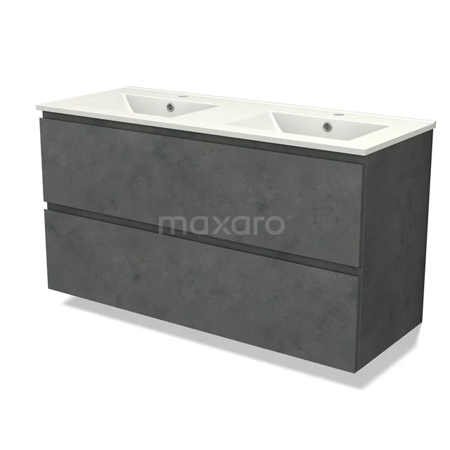 Modulo Vanity units with basin | 120 cm Dark grey concrete Handle-less front Ceramic 2 Stacked drawers BMW17-04667
