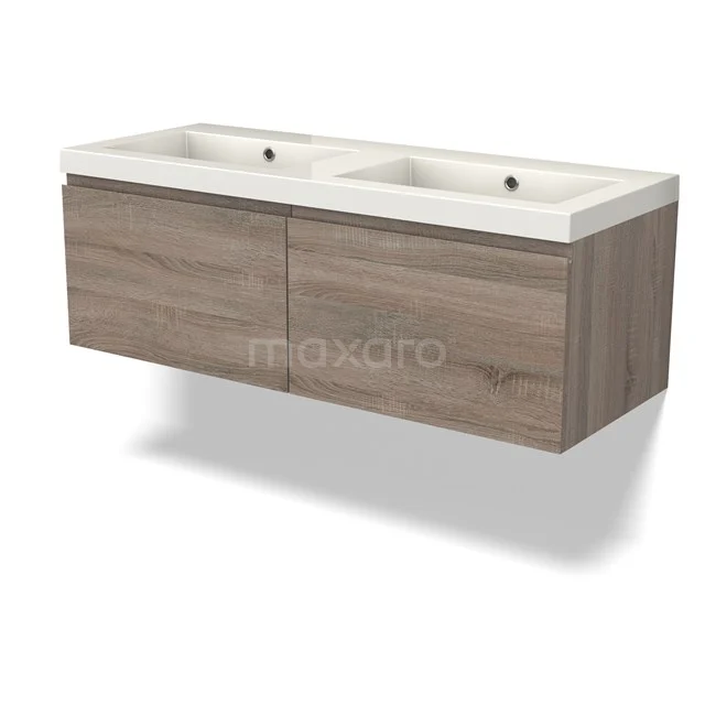 Modulo Waschtische | 120 cm Eiche Grifflos front Mineralguss 2 nebeneinanderliegende Schubladen BMW12-00955