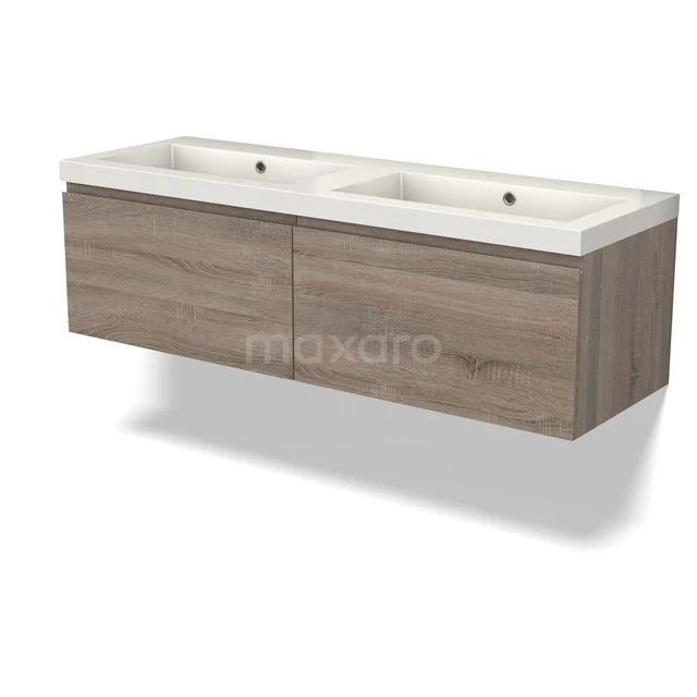 Modulo Waschtische | 140 cm Eiche Grifflos front Mineralguss 2 nebeneinanderliegende Schubladen BMW12-00969