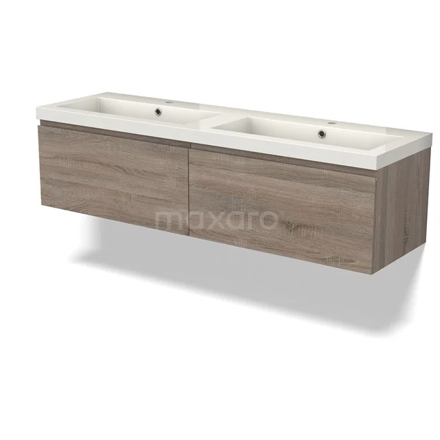 Modulo Vanity units with basin | 160 cm Oak Handle-less front Mineral marble 2 Side-by-side drawers BMW12-00973
