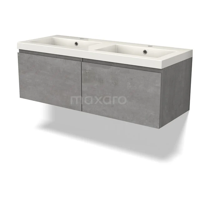Modulo Vanity units with basin | 120 cm Light grey concrete Handle-less front Mineral marble 2 Side-by-side drawers BMW12-00977