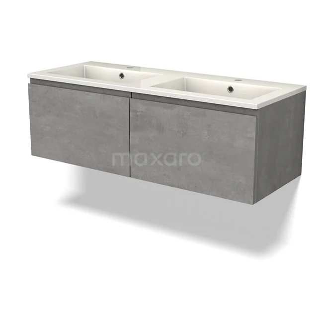 Modulo Vanity units with basin | 120 cm Light grey concrete Handle-less front Mineral marble 2 Side-by-side drawers BMW12-00978
