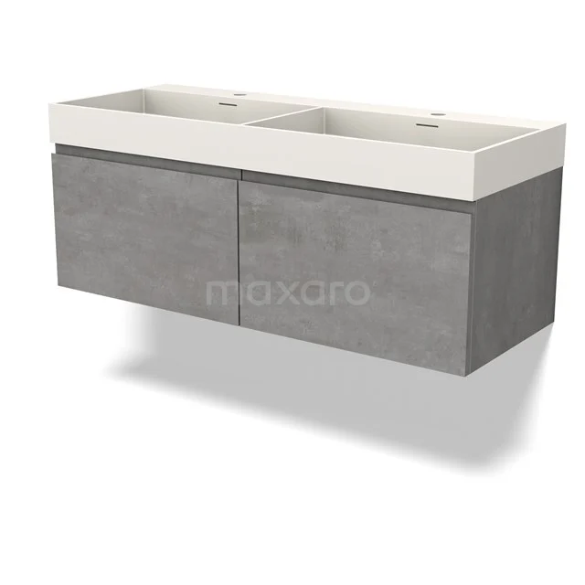 Modulo Bathroom furniture with sink | 120 cm Light grey concrete Handle-less front Solid surface 2 Side-by-side drawers BMW12-00982