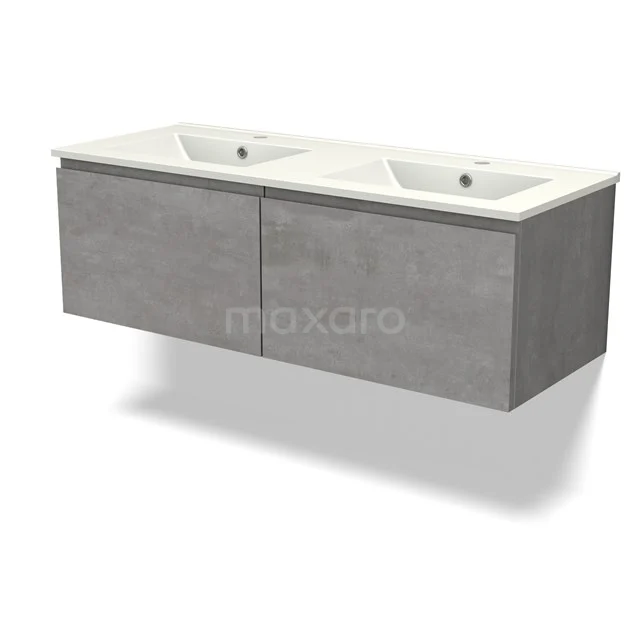 Modulo Vanity units with basin | 120 cm Light grey concrete Handle-less front Ceramic 2 Side-by-side drawers BMW12-00986