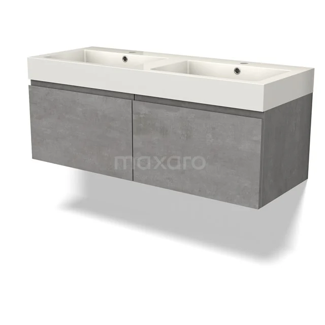 Modulo Vanity units with basin | 120 cm Light grey concrete Handle-less front Mineral marble 2 Side-by-side drawers BMW12-00987