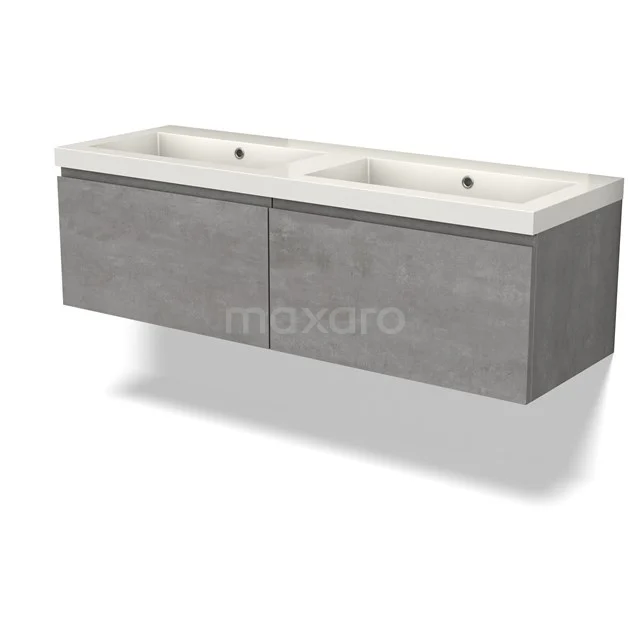 Modulo Vanity units with basin | 140 cm Light grey concrete Handle-less front Mineral marble 2 Side-by-side drawers BMW12-00990
