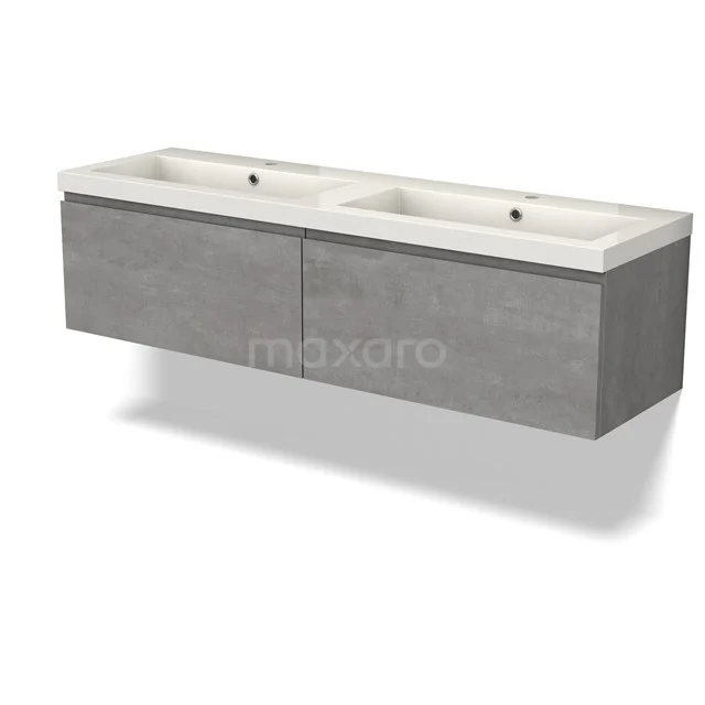 Modulo Vanity units with basin | 160 cm Light grey concrete Handle-less front Mineral marble 2 Side-by-side drawers BMW12-00994