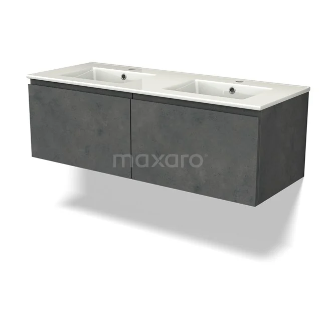 Modulo Vanity units with basin | 120 cm Dark grey concrete Handle-less front Ceramic 2 Side-by-side drawers BMW12-00996