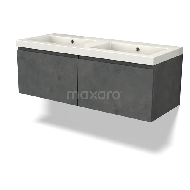 Modulo Vanity units with basin | 120 cm Dark grey concrete Handle-less front Mineral marble 2 Side-by-side drawers BMW12-00997