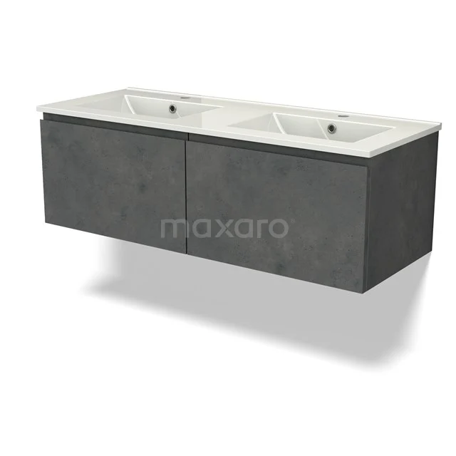 Modulo Vanity units with basin | 120 cm Dark grey concrete Handle-less front Ceramic 2 Side-by-side drawers BMW12-01006
