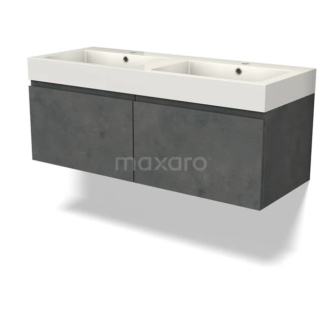 Modulo Vanity units with basin | 120 cm Dark grey concrete Handle-less front Mineral marble 2 Side-by-side drawers BMW12-01008