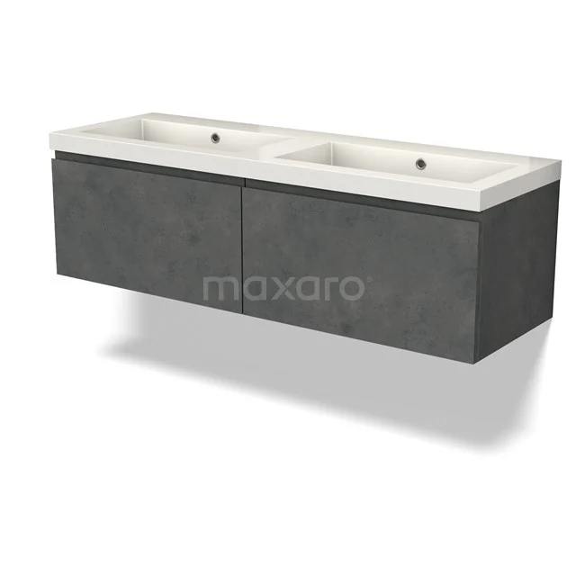 Modulo Vanity units with basin | 140 cm Dark grey concrete Handle-less front Mineral marble 2 Side-by-side drawers BMW12-01011