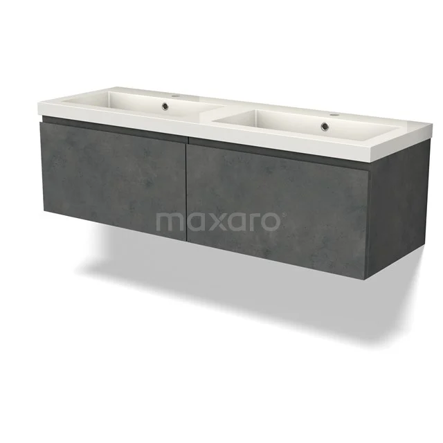 Modulo Vanity units with basin | 140 cm Dark grey concrete Handle-less front Mineral marble 2 Side-by-side drawers BMW12-01012