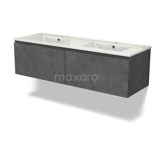Modulo Vanity units with basin | 140 cm Dark grey concrete Handle-less front Ceramic 2 Side-by-side drawers BMW12-01013