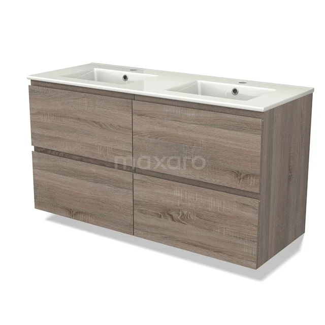 Modulo Vanity units with basin | 120 cm Oak Handle-less front Ceramic 4 drawers BMW18-00993