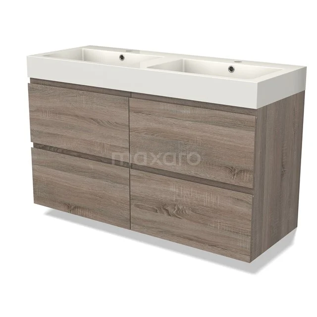 Modulo Vanity units with basin | 120 cm Oak Handle-less front Mineral marble 4 drawers BMW18-01005
