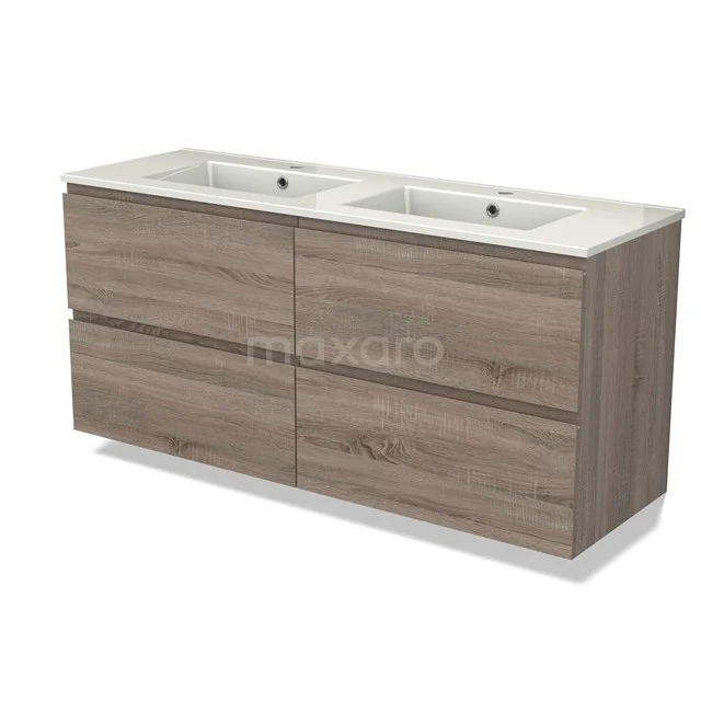 Modulo Vanity units with basin | 140 cm Oak Handle-less front Ceramic 4 drawers BMW18-01007