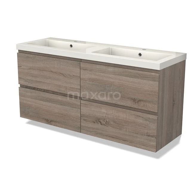 Modulo Vanity units with basin | 140 cm Oak Handle-less front Mineral marble 4 drawers BMW18-01009