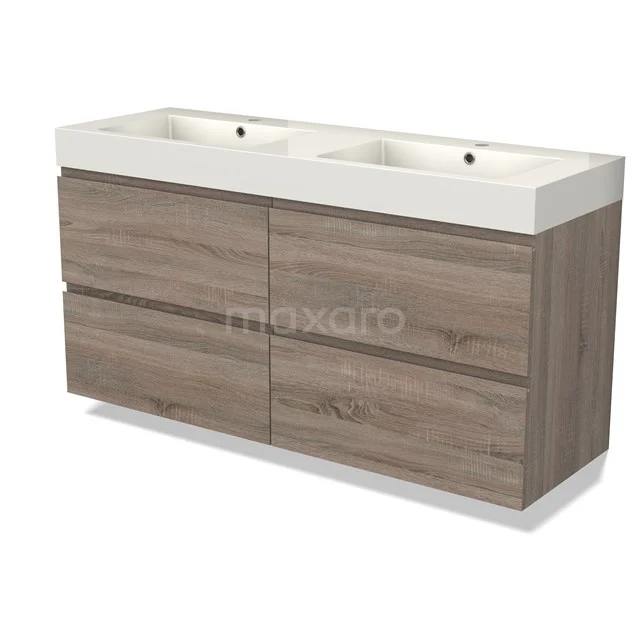 Modulo Vanity units with basin | 140 cm Oak Handle-less front Mineral marble 4 drawers BMW18-01011