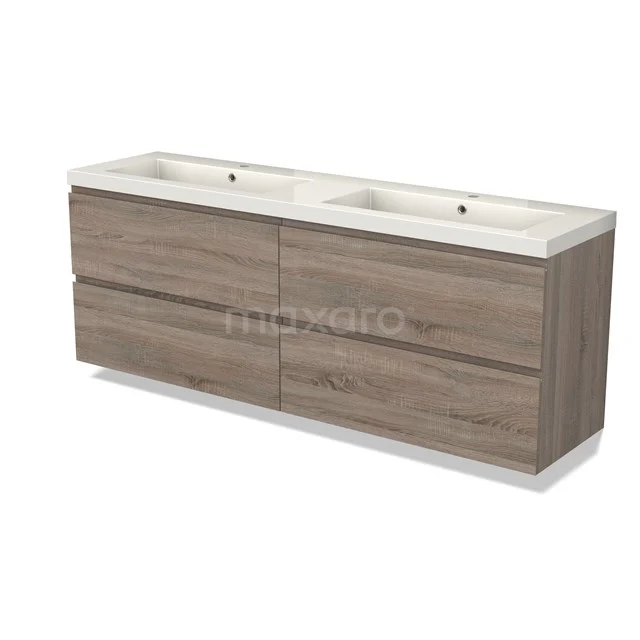 Modulo Waschtische | 180 cm Eiche Grifflos front Mineralguss 4 Schubladen BMW18-01013