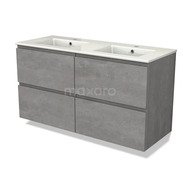 Modulo Vanity units with basin | 120 cm Light grey concrete Handle-less front Ceramic 4 drawers BMW18-01014