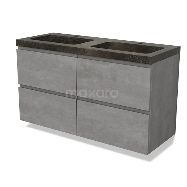 Modulo Vanity units with basin | 120 cm Light grey concrete Handle-less front Natural stone 4 drawers BMW18-01020
