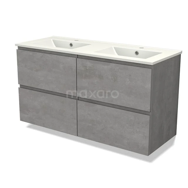 Modulo Vanity units with basin | 120 cm Light grey concrete Handle-less front Ceramic 4 drawers BMW18-01025