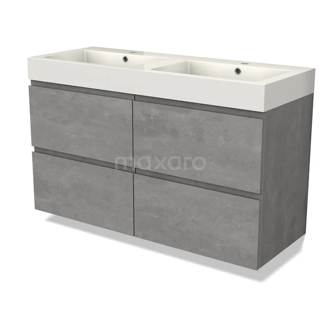 Modulo Vanity units with basin | 120 cm Light grey concrete Handle-less front Mineral marble 4 drawers BMW18-01026