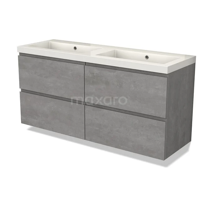 Modulo Bathroom furniture with sink | 140 cm Light grey concrete Handle-less front Mineral marble 4 drawers BMW18-01029