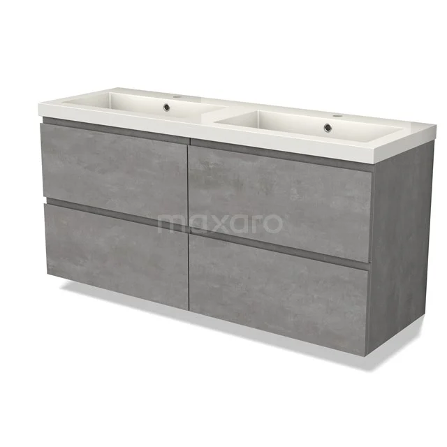 Modulo Bathroom furniture with sink | 140 cm Light grey concrete Handle-less front Mineral marble 4 drawers BMW18-01030
