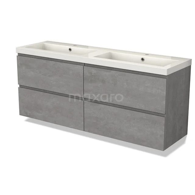 Modulo Vanity units with basin | 160 cm Light grey concrete Handle-less front Mineral marble 4 drawers BMW18-01033