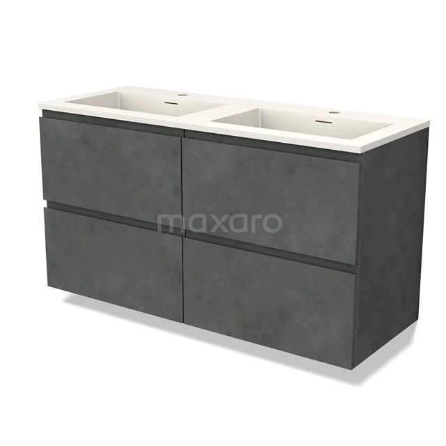 Modulo Vanity units with basin | 120 cm Dark grey concrete Handle-less front Solid surface 4 drawers BMW18-01040