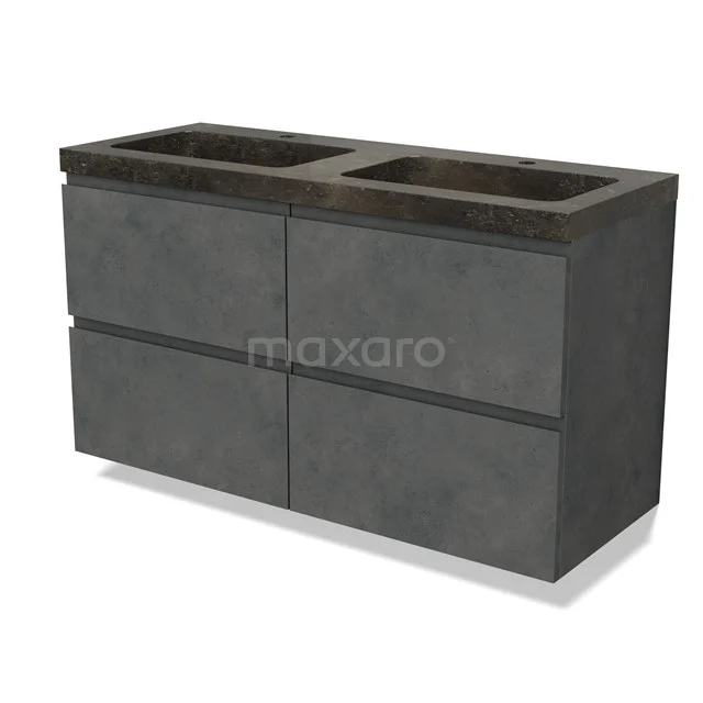 Modulo Vanity units with basin | 120 cm Dark grey concrete Handle-less front Natural stone 4 drawers BMW18-01041