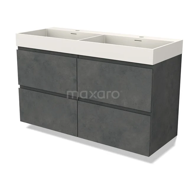 Modulo Vanity units with basin | 120 cm Dark grey concrete Handle-less front Solid surface 4 drawers BMW18-01042